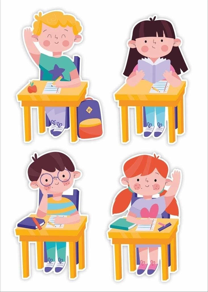 School decorations - Children on desks