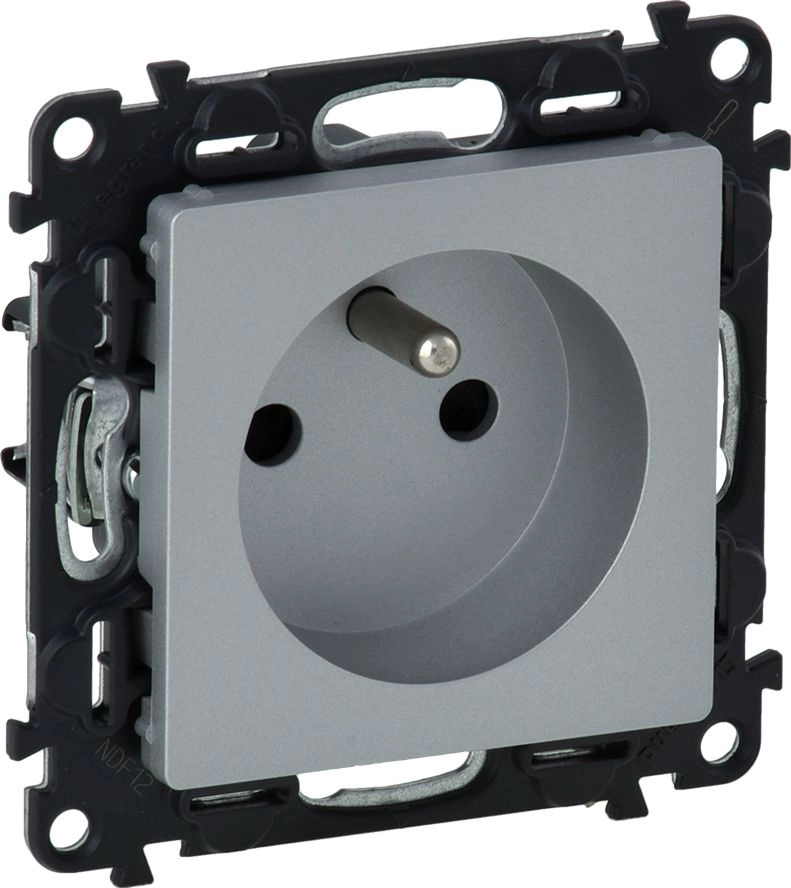 Legrand Single socket w/u 2P+Aluminum (753381)