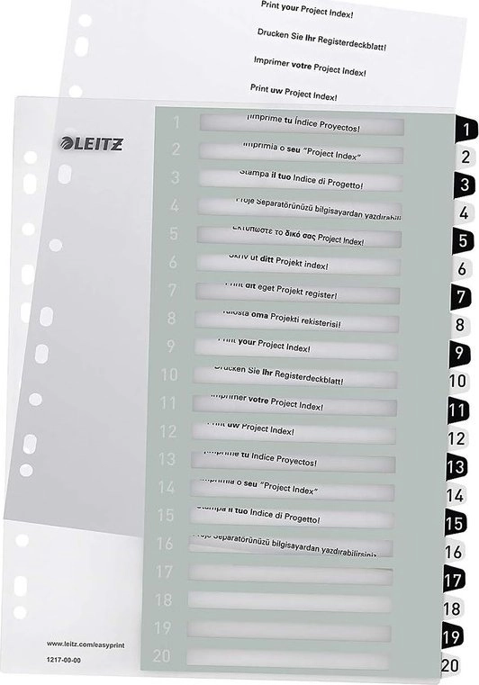 Leitz Indices Printable PP A4+ 1-20