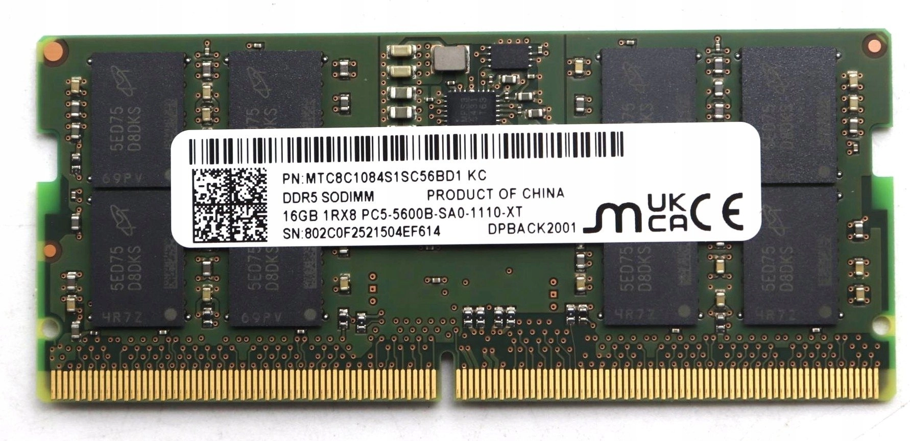 16GB DDR5 SODIMM memory 16GB DDR5