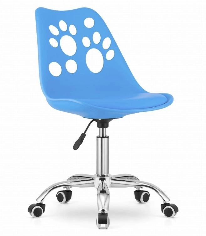 PRINT blue eco-leather chair swivel chrome