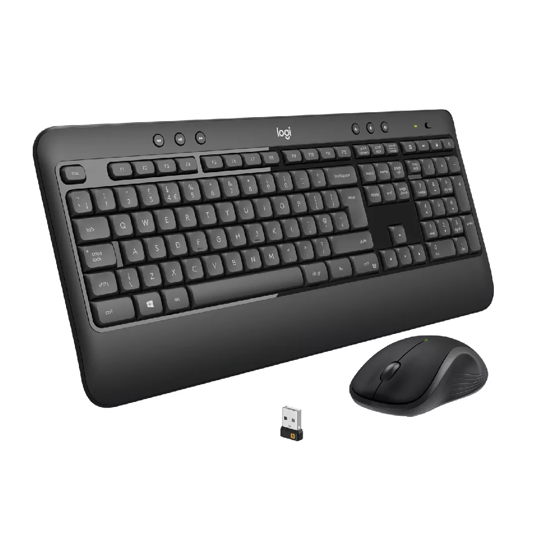 Logitech 920-008677 tastatūra Pele iekļauta Universāls USB QWERTZ Swiss Melns, Balts