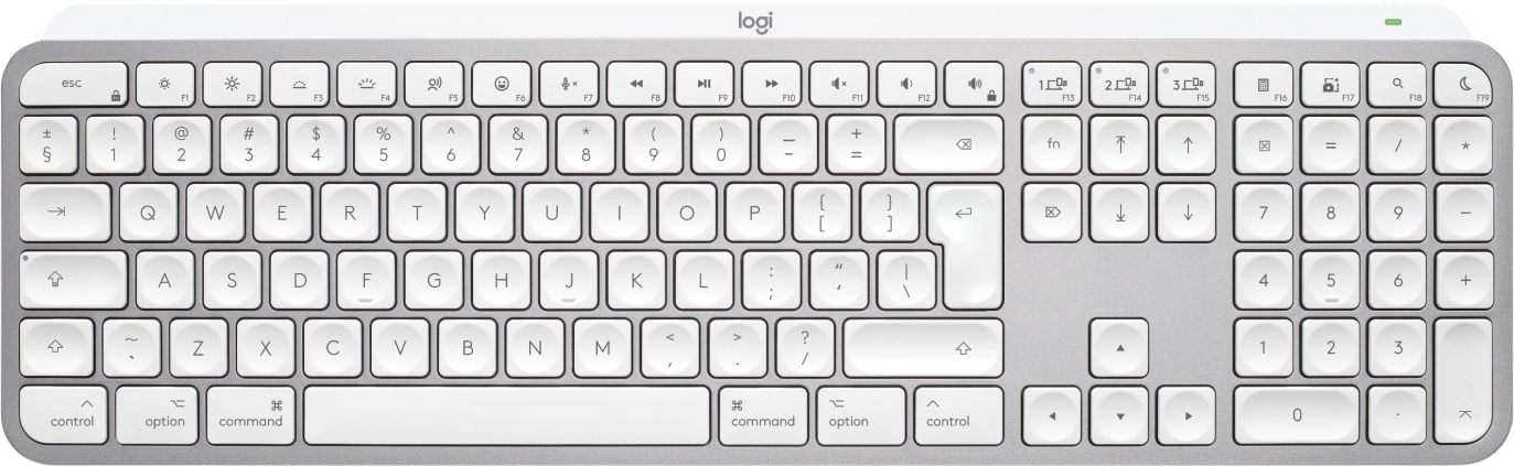 Logitech MX Keys S for Mac keyboard Office RF Wireless + Bluetooth QWERTY US International Aluminium, White