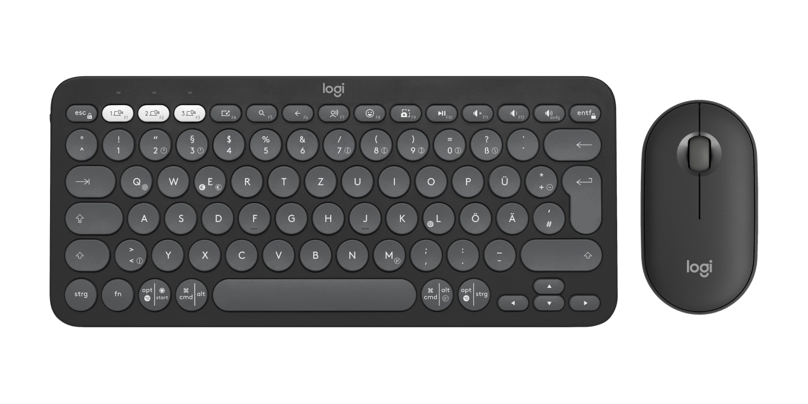 Logitech 920-012203 tastatūra Pele iekļauta Universāls RF bezvadu sakari + Bluetooth QWERTZ Vācu Grafīts