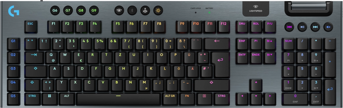 Logitech G 920-012671 tastatūra Speļu USB + RF Wireless + Bluetooth QWERTZ Vācu Melns