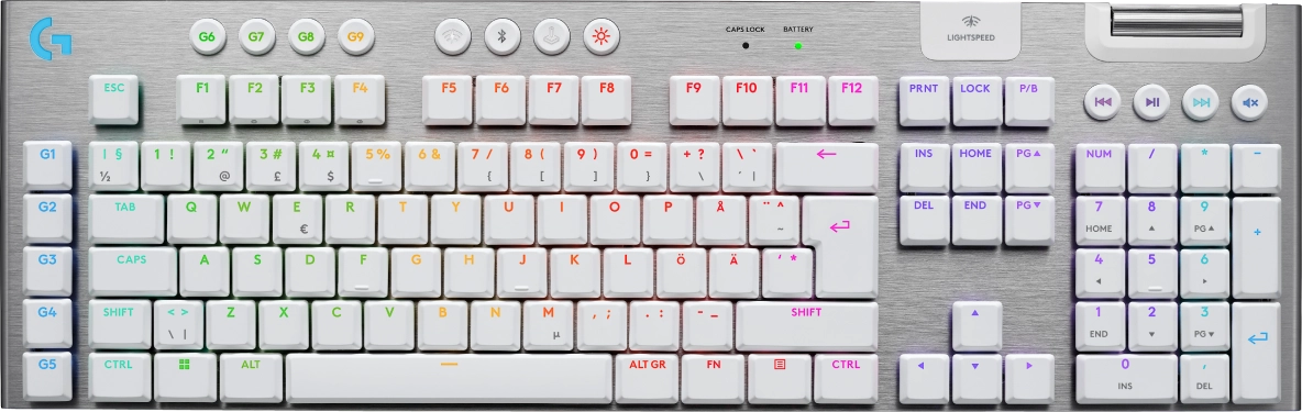 Logitech G 920-012688 tastatūra Gaming USB + RF Bezvadu + Bluetooth QWERTY Nordic White