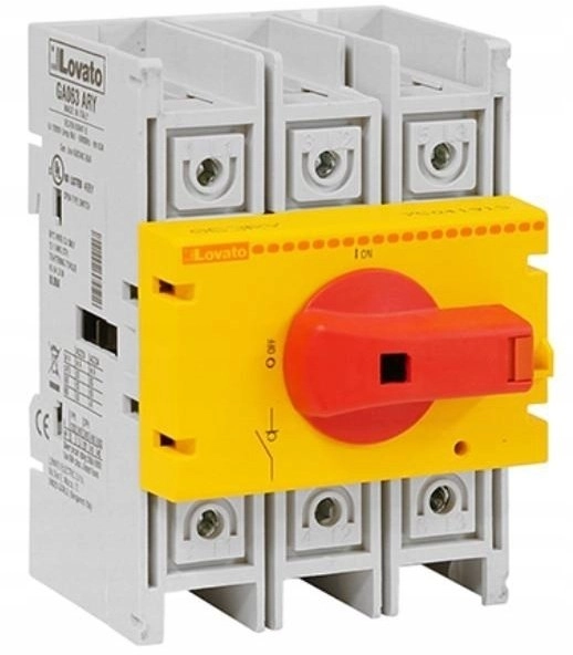 3P 63A switch disconnector yellow/red knob