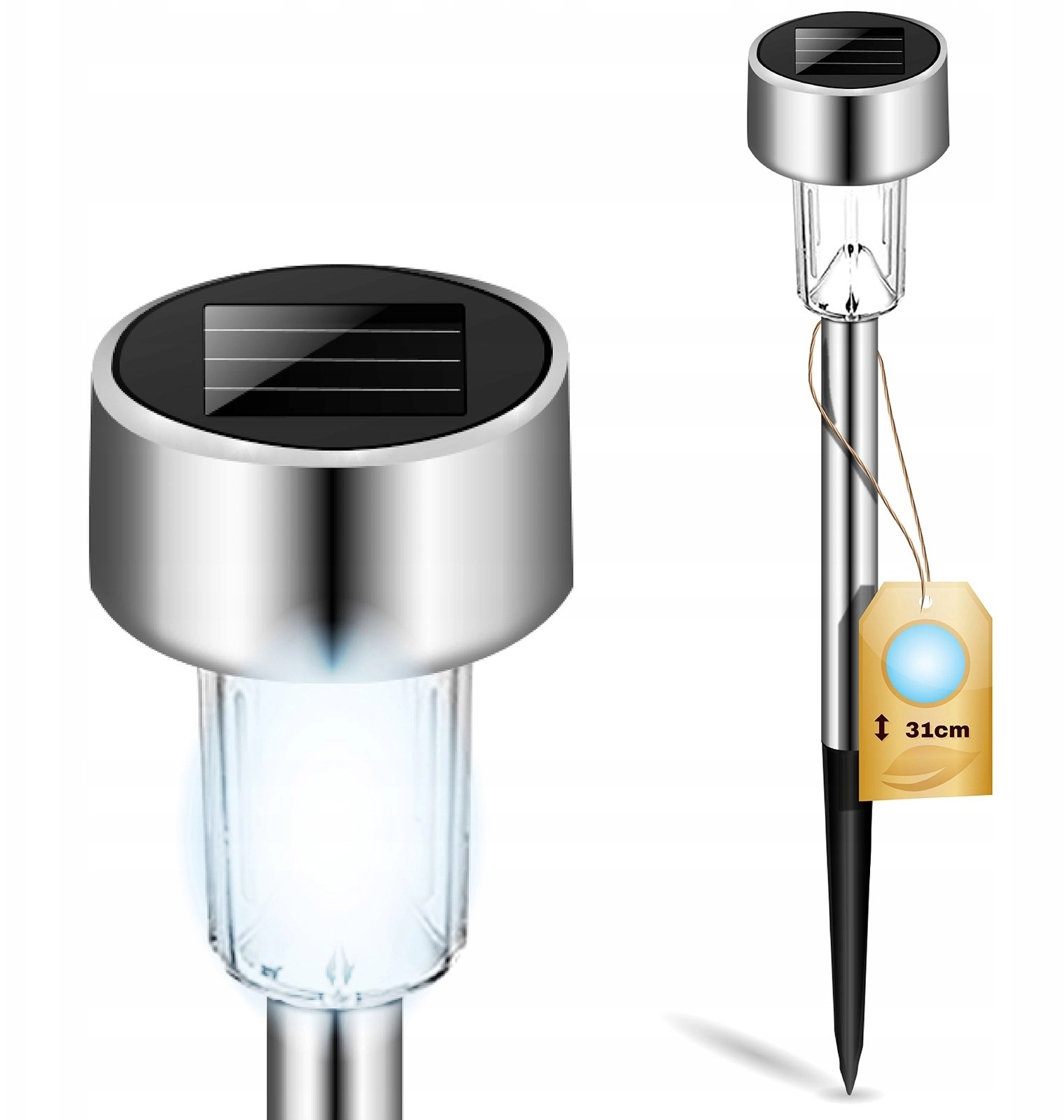 LED Solar Garden Lamp Studded Chrome