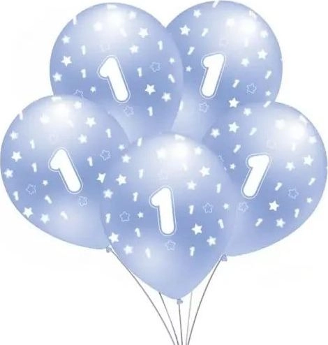 Balloon with print "1" blue