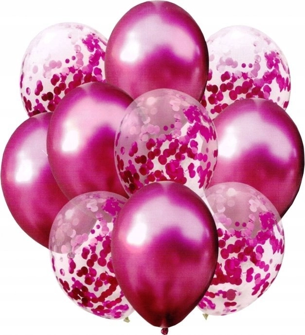 Set of burgundy balloons with confetti
