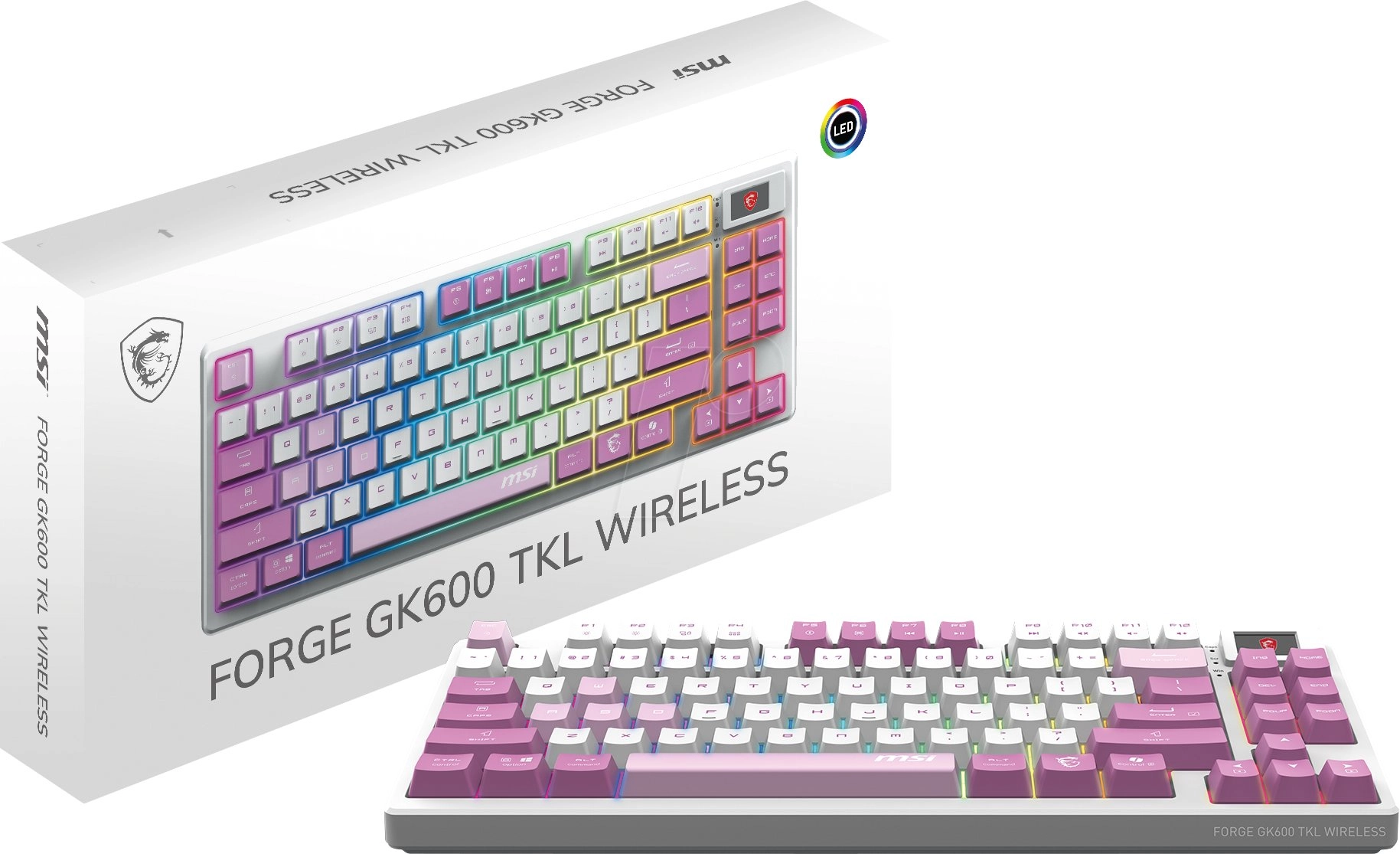 MSI FORGE GK600 TKL W Violeta spēļu tastatūra mazumtirdzniecība