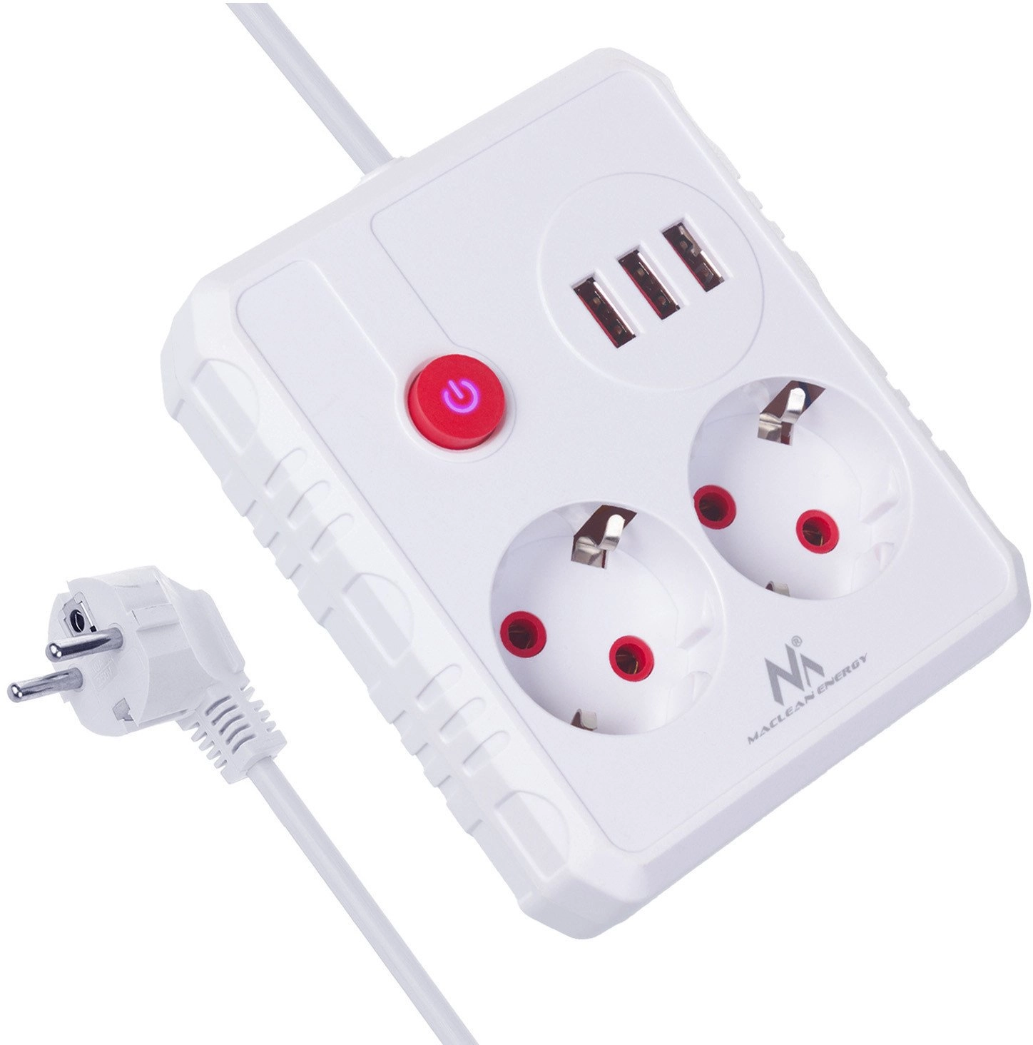 Maclean power strip 2 sockets 3