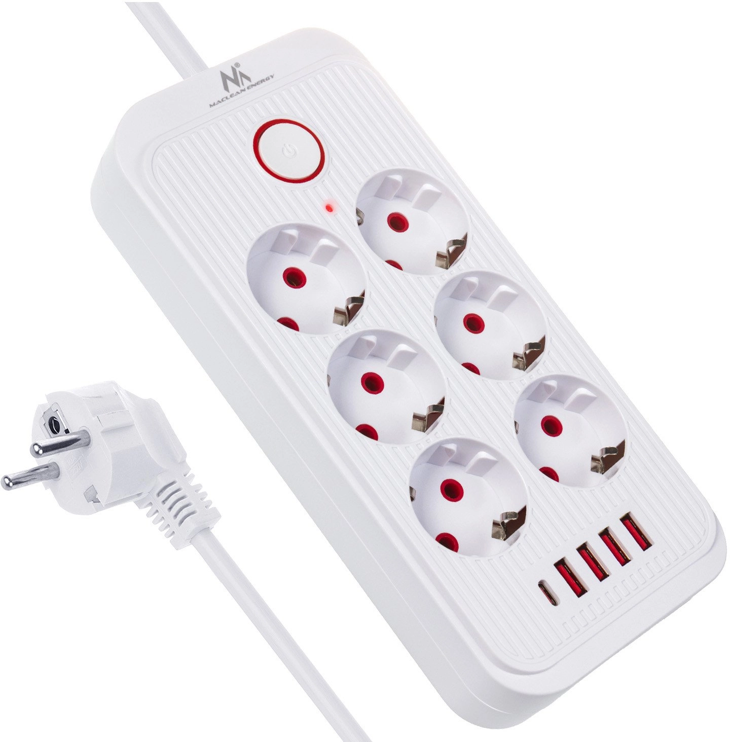 Maclean power strip 6 socket extension