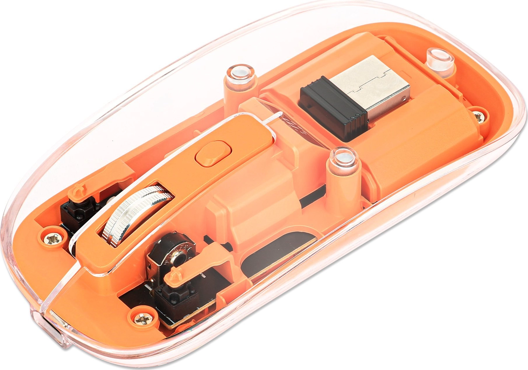 Manhattan Transparent Rechargeable Wireless Mouse  Clear/Orange