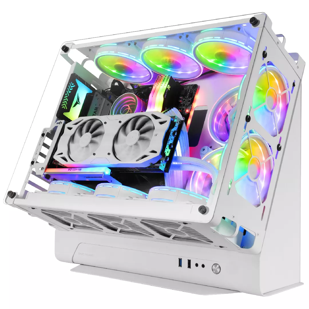 Mars Gaming MCB White PC Gaming ATX XL Case Custom Premium Edition Modulāra Divkameru struktūra