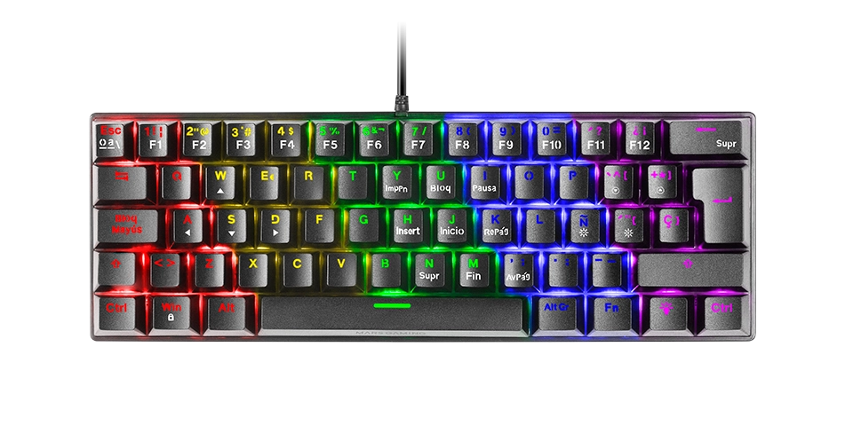 Mars Gaming MK60 tastatūra Speļu USB QWERTY Amerikāņu angļu valoda Melns