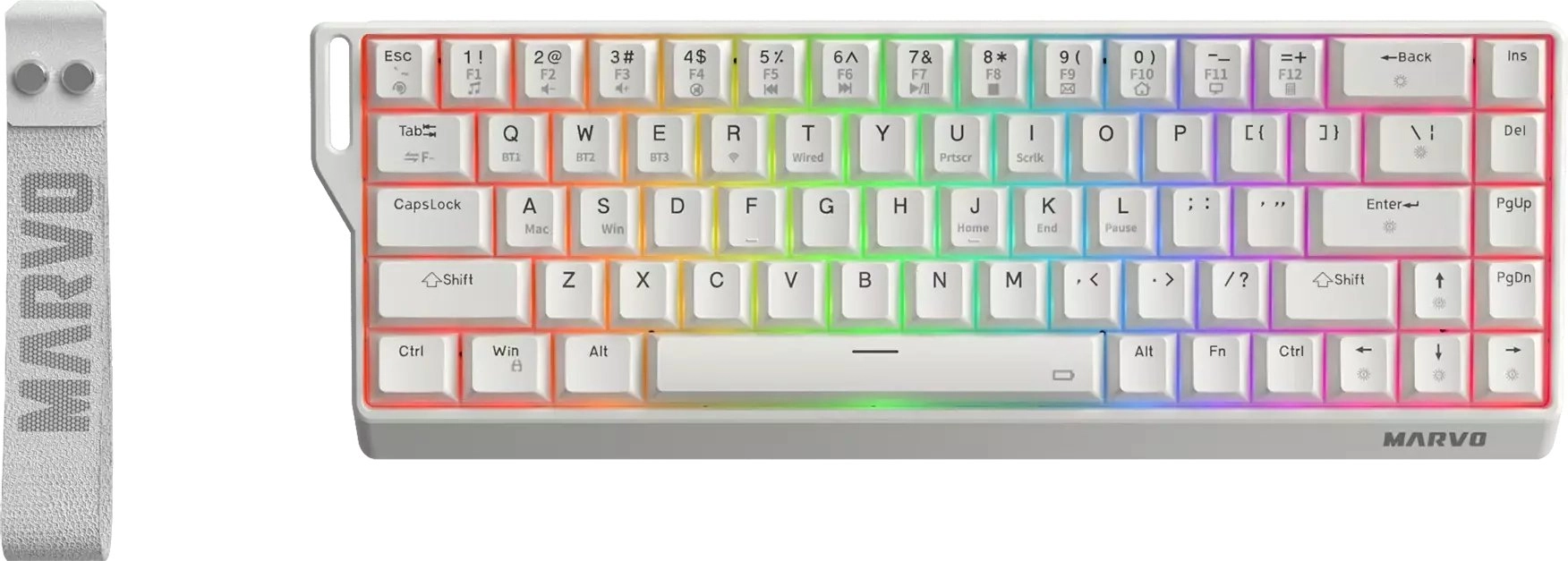 MARVO Sabre 65W Bezvadu mehāniskā tastatūra, balta