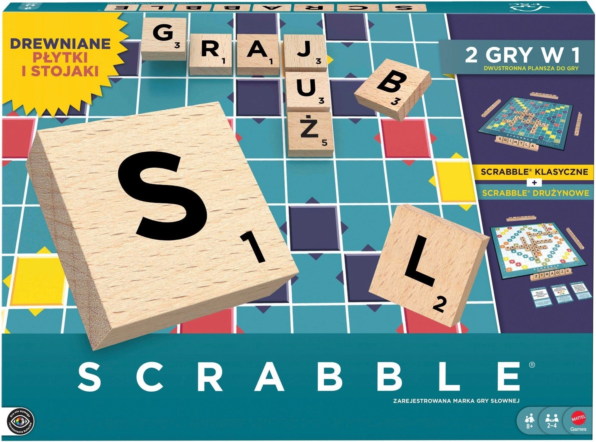 Scrabble Wooden tiles and stands Family