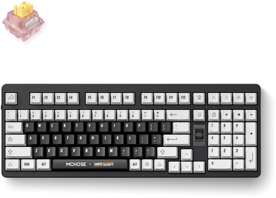 MCHOSE x Unbox Therapy - UT98 tastatūra Speļu USB + RF Wireless + Bluetooth Melns