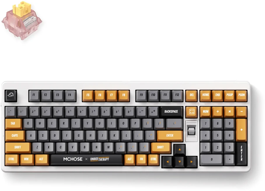MCHOSE x Unbox Therapy - UT98 tastatūra Speļu USB + RF Wireless + Bluetooth Balts