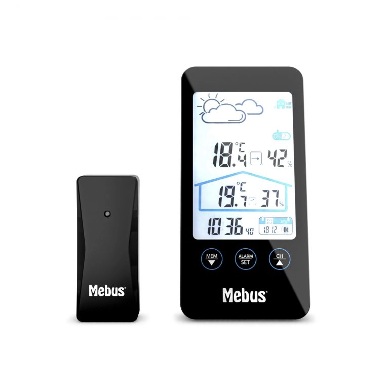 Mebus 11908 digital weather station Black