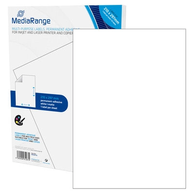 MediaRange MRINK140 self-adhesive label Permanent White