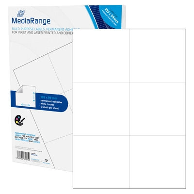 MediaRange MRINK144 self-adhesive label Permanent White