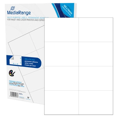 MediaRange MRINK145 self-adhesive label Permanent White