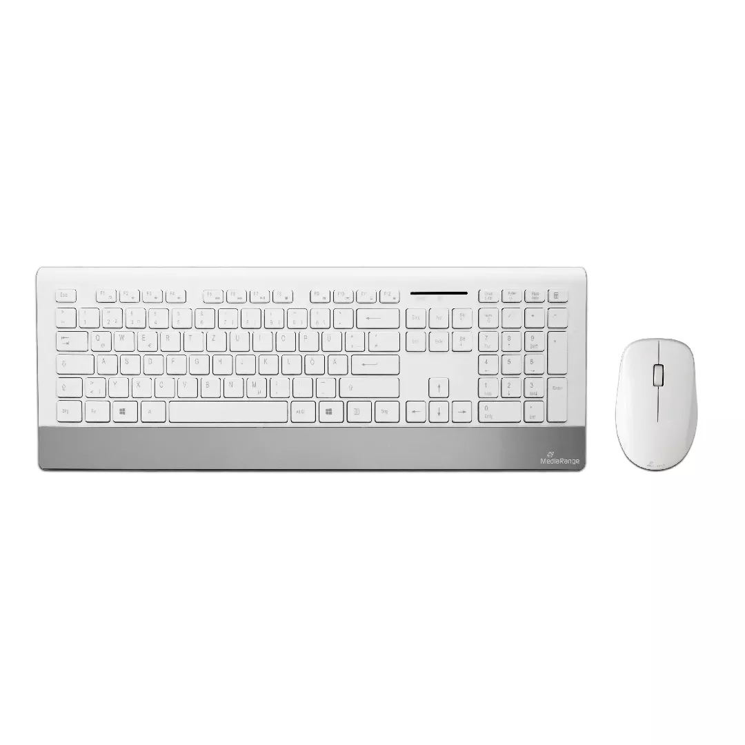 MediaRange MROS106 tastatūra Pele iekļauta Mājas RF Bezvadu QWERTZ Vācu Sudrabs, Balts