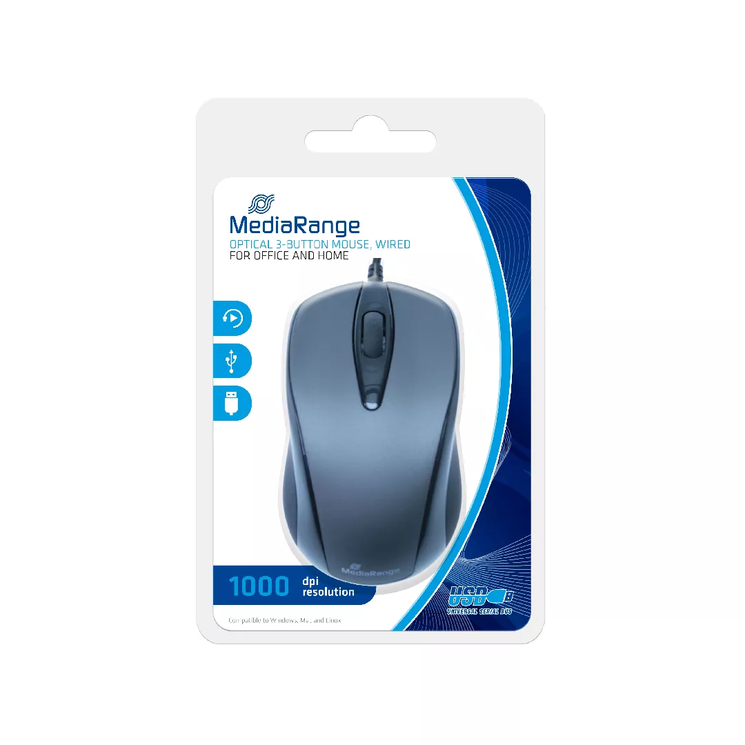 MediaRange MROS201 mouse Office Ambidextrous USB