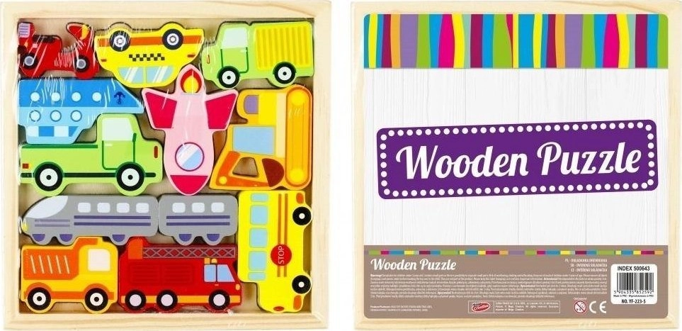 Wooden puzzle 12 pieces Auto 500643