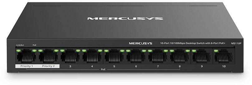 Mercusys MS110P 10xFE desktop switch 8xPoE+