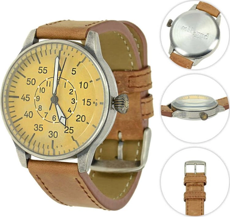 Mil-Tec pulkstenis Mil-Tec pilota pulkstenis Vintage Brown