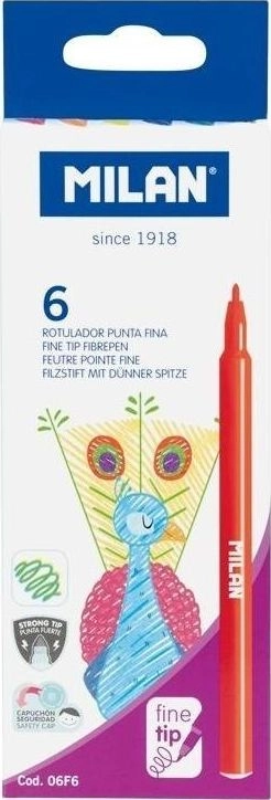 Milan Markers round thin 6 colors