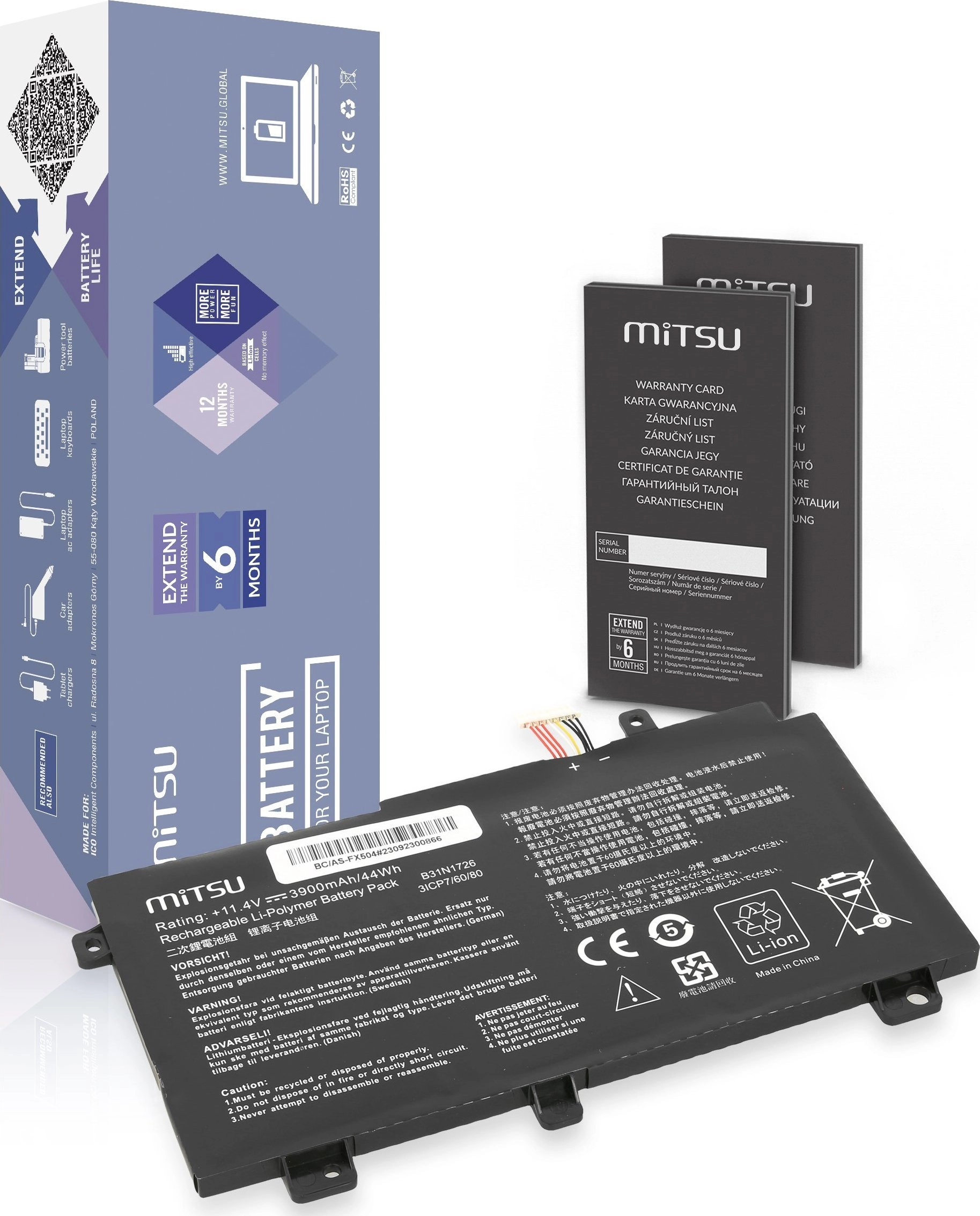 Mitsu Bateria b31n1726 asus fx504 fx505