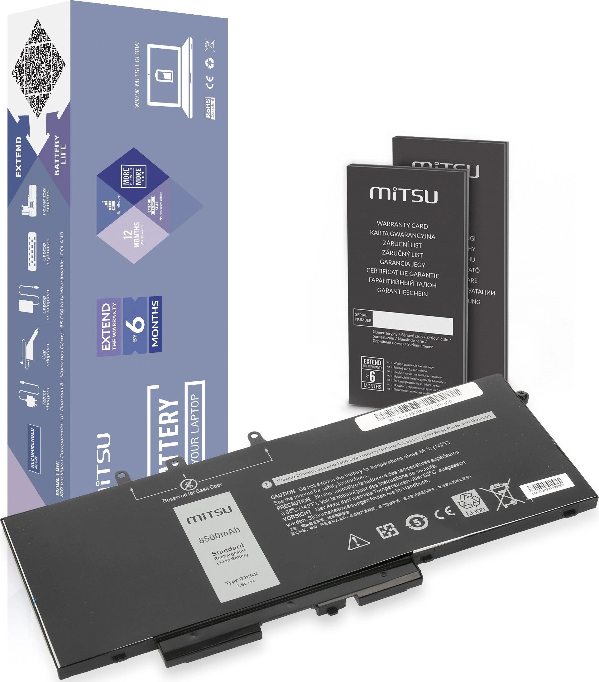 Bateria Mitsu Bateria GJKNX do Dell