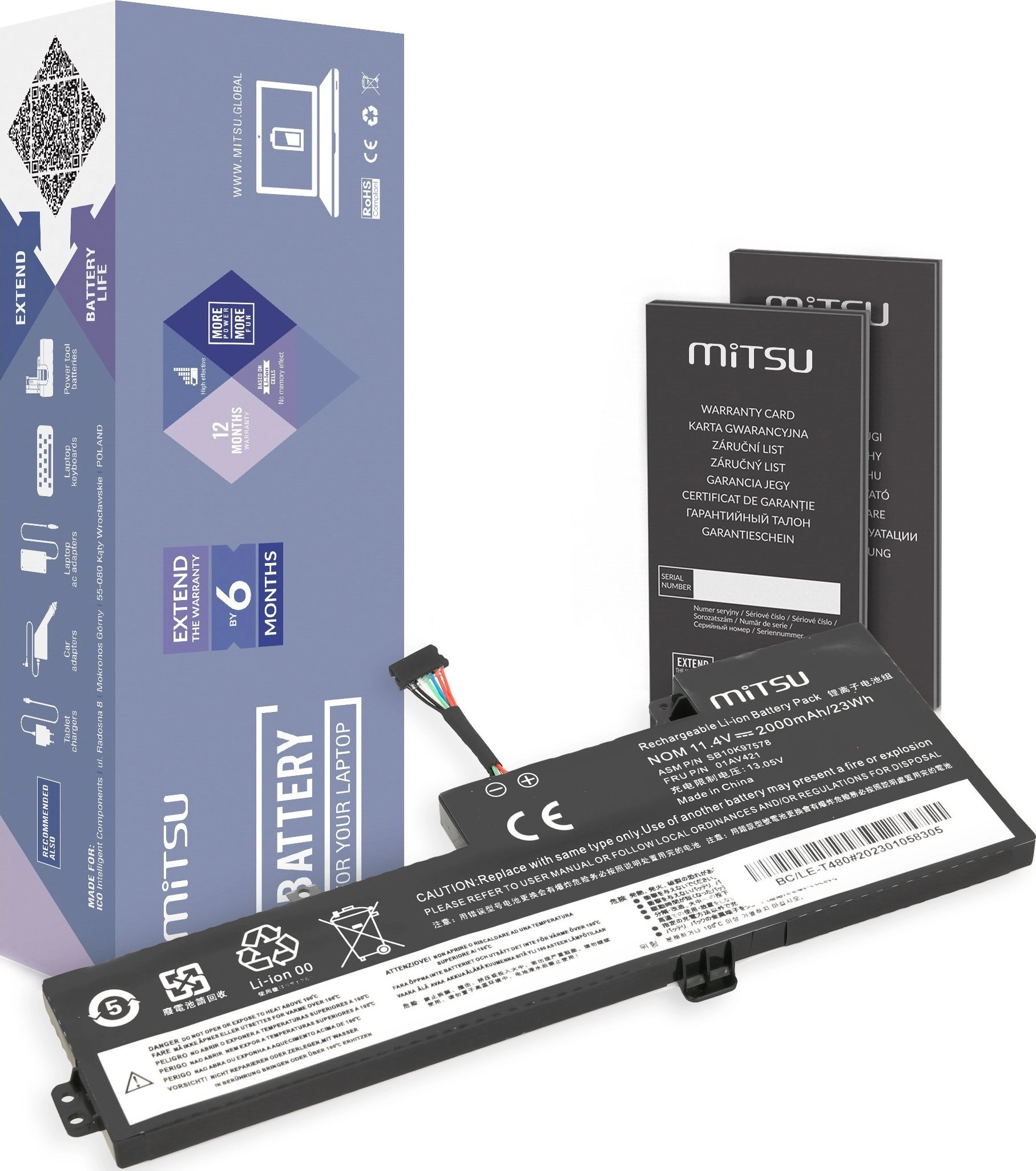 Zasilacz do laptopa Mitsu Bateria 01AV419