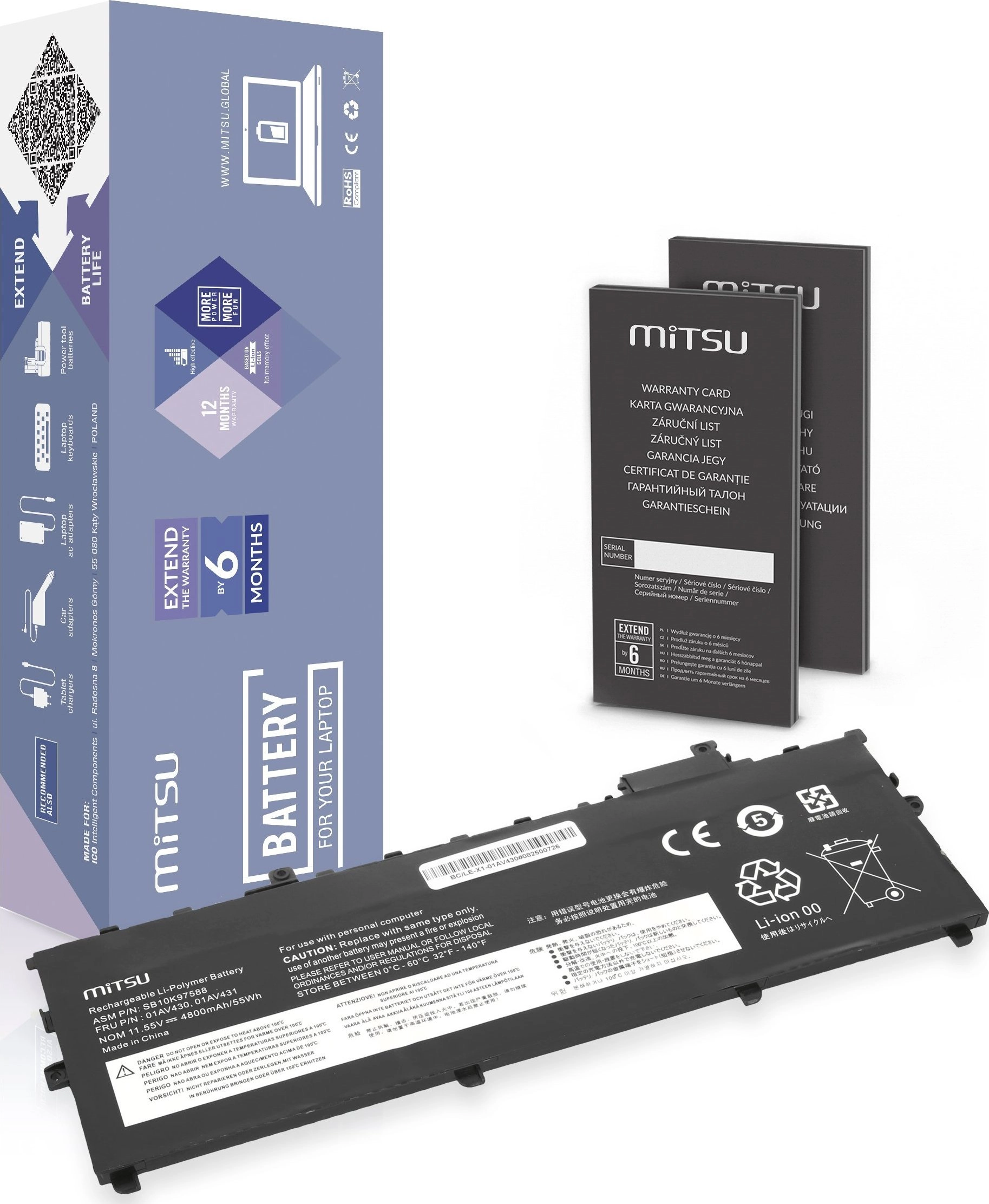 Bateria Mitsu Bateria 01AV430 do Lenovo