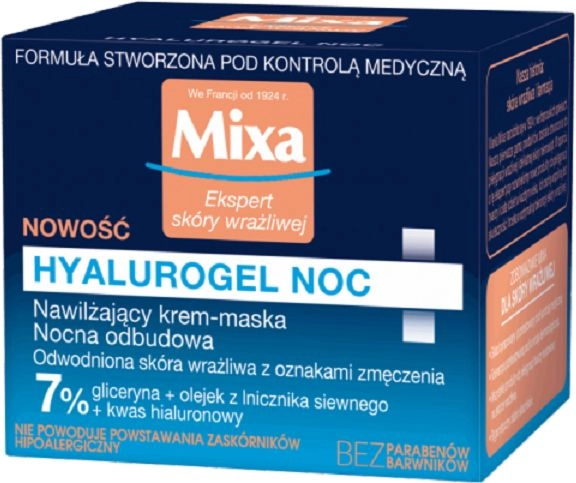 MIXA_Ekspert Sensitive Skin Hyalurogel Night moisturizing