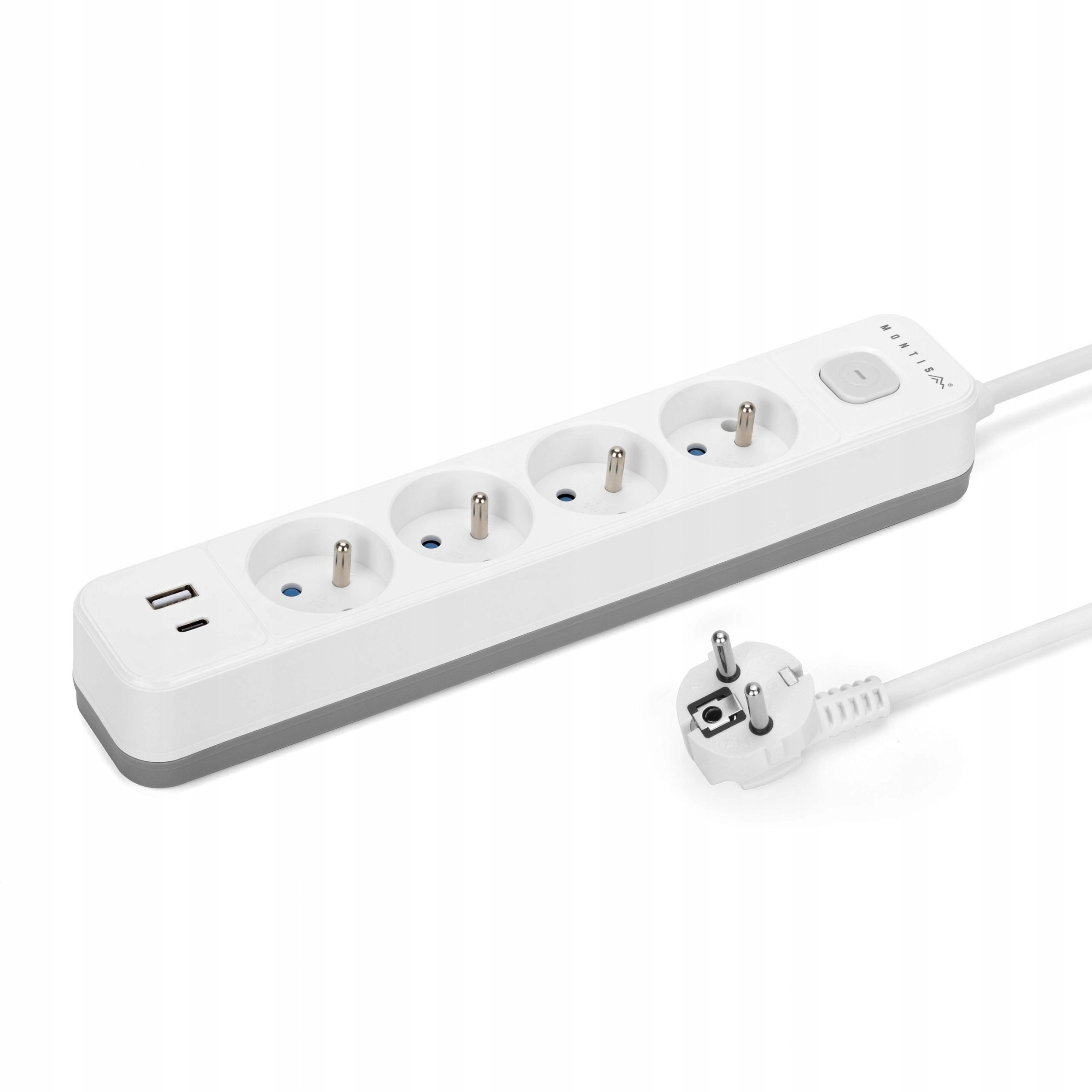 Montis Gray white 4-socket electric extension