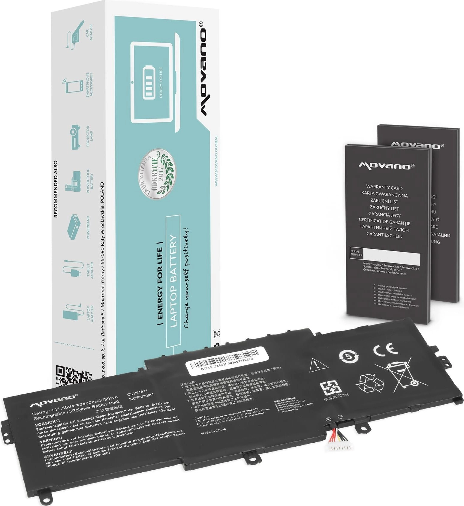 Bateria C31N1811 do Asus ZenBook 14