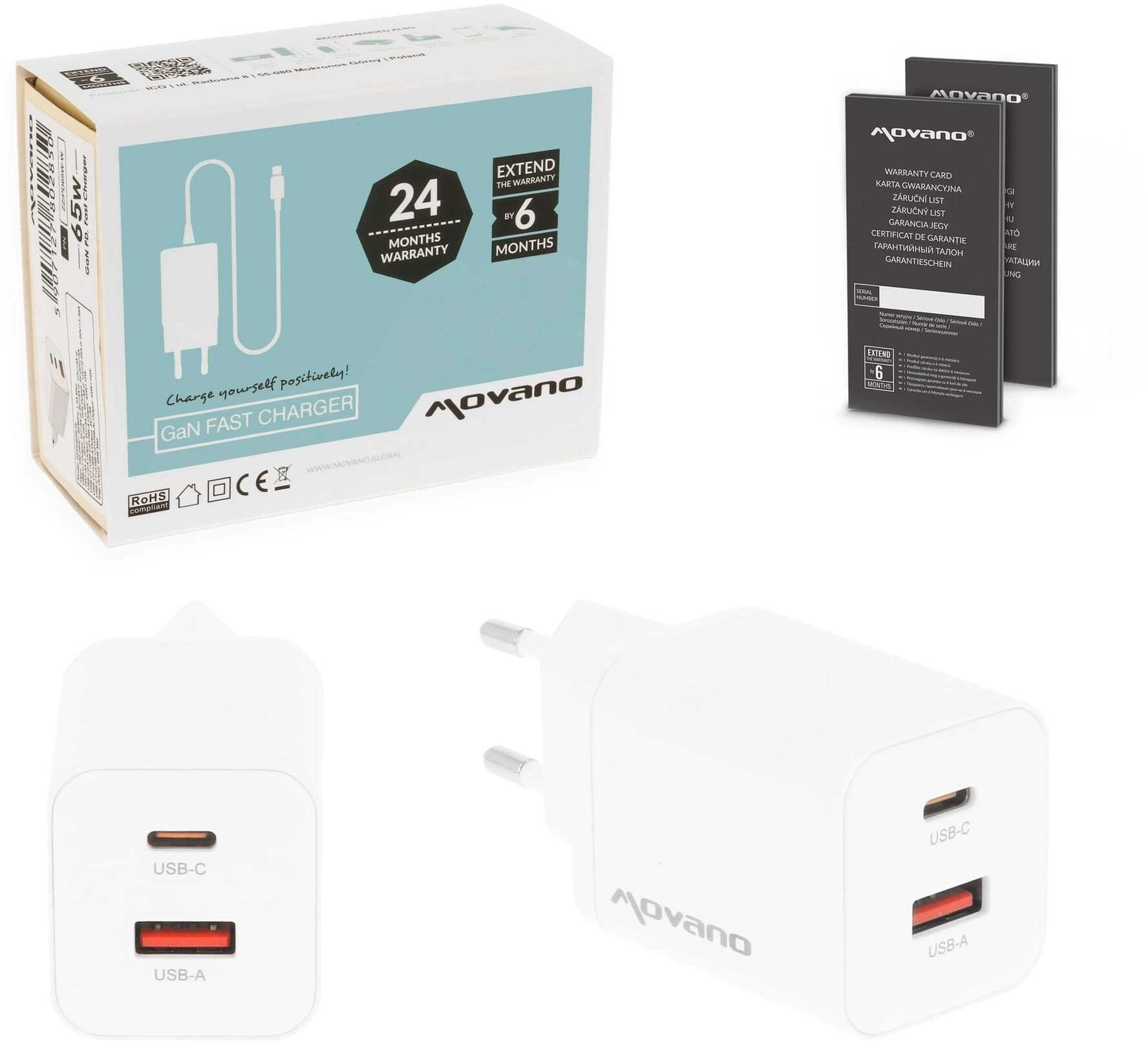 Ładowarka Movano GaN 45W USB-C PD