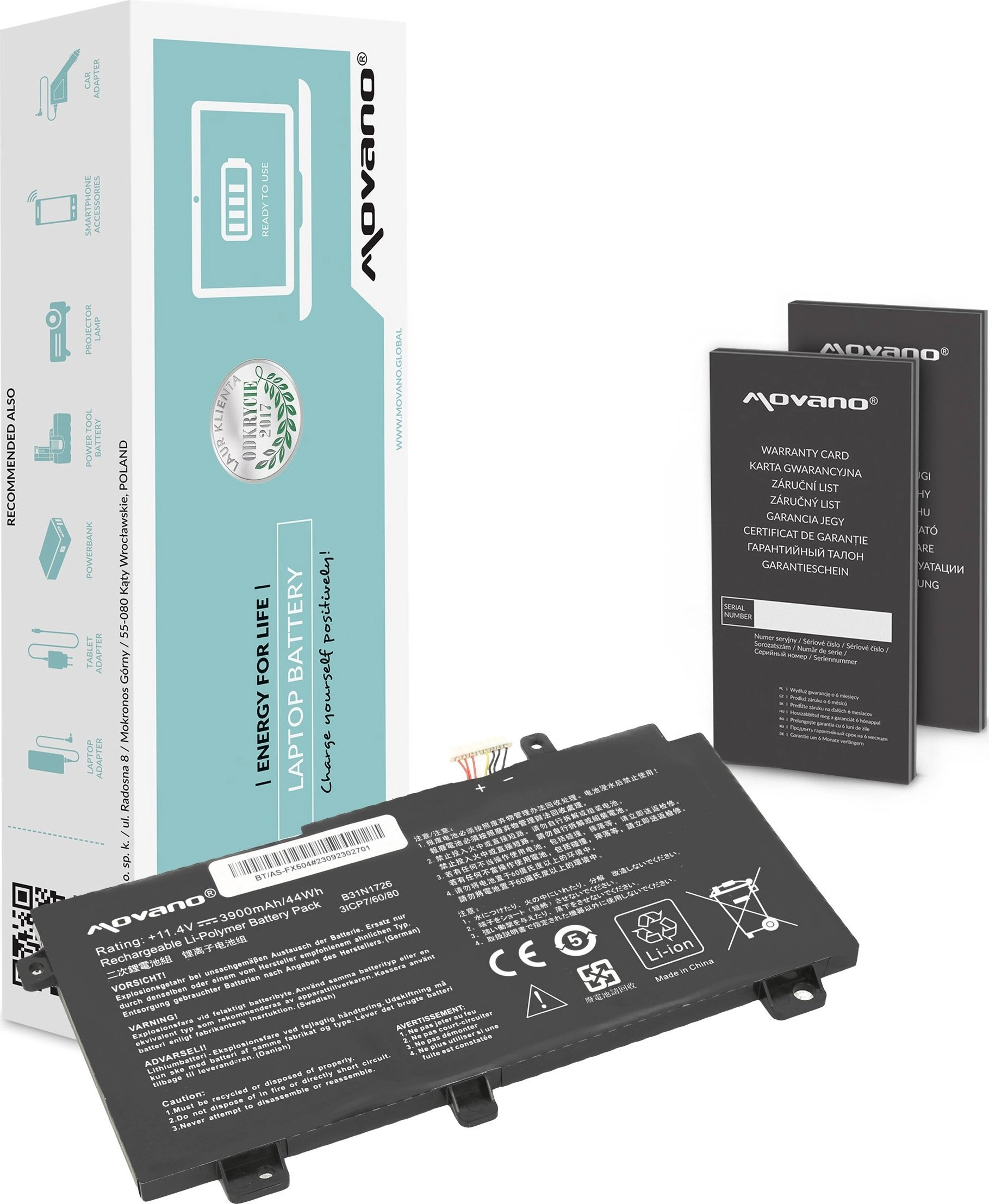 Bateria Movano Bateria B31N1726 Asus FX504