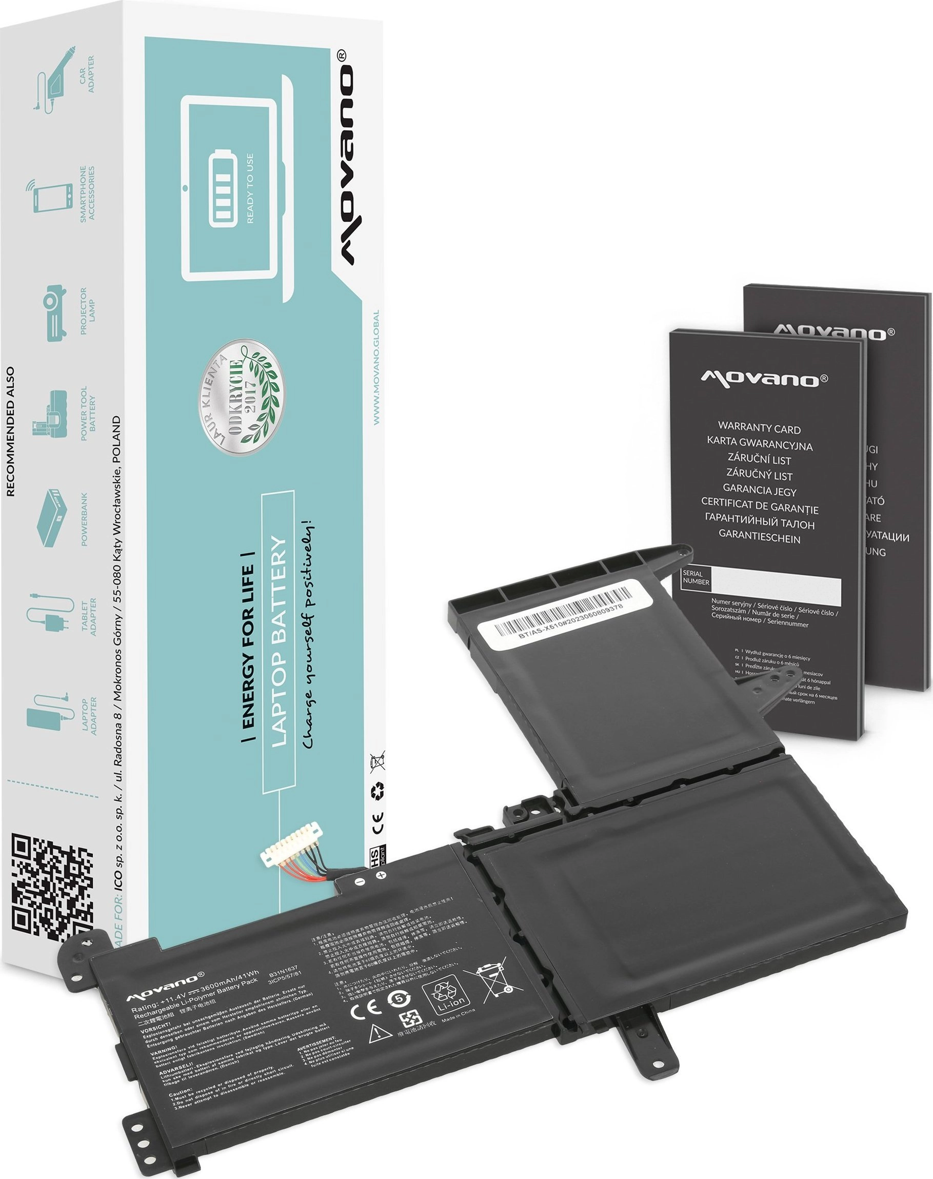 Bateria B31N1637 do Asus VivoBook S15