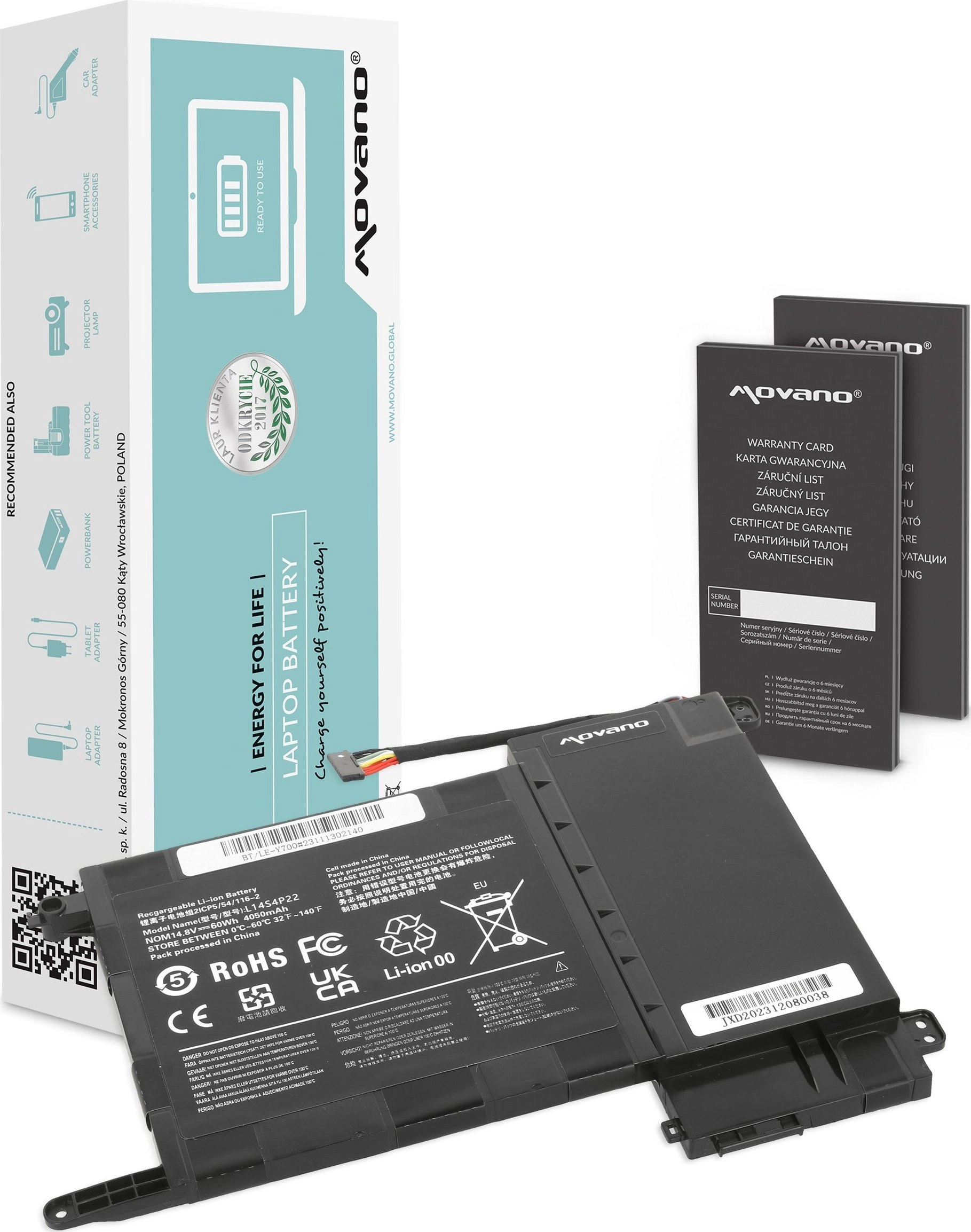 Bateria Movano Bateria L14S4P22 do Lenovo