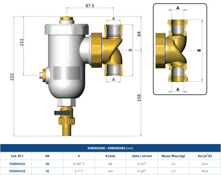 Mut Meccanica Magnetic heating system filter