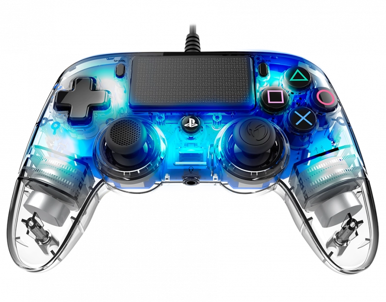 NACON PS4OFCPADCLBLUE spēļu kontrolierīce Zils, Caurspīdīgs USB Spēļu paliktnis Analogā / digitālā PC (dators), PlayStation 4