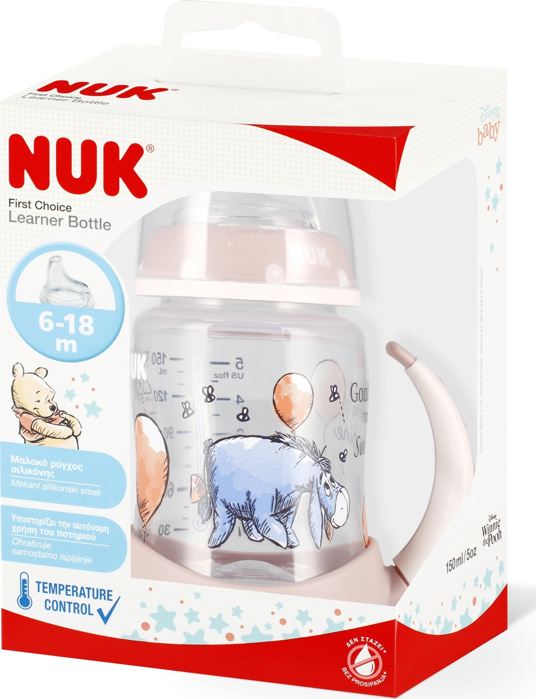 NUK BUTELKA 150ML Z UCHWY 6M