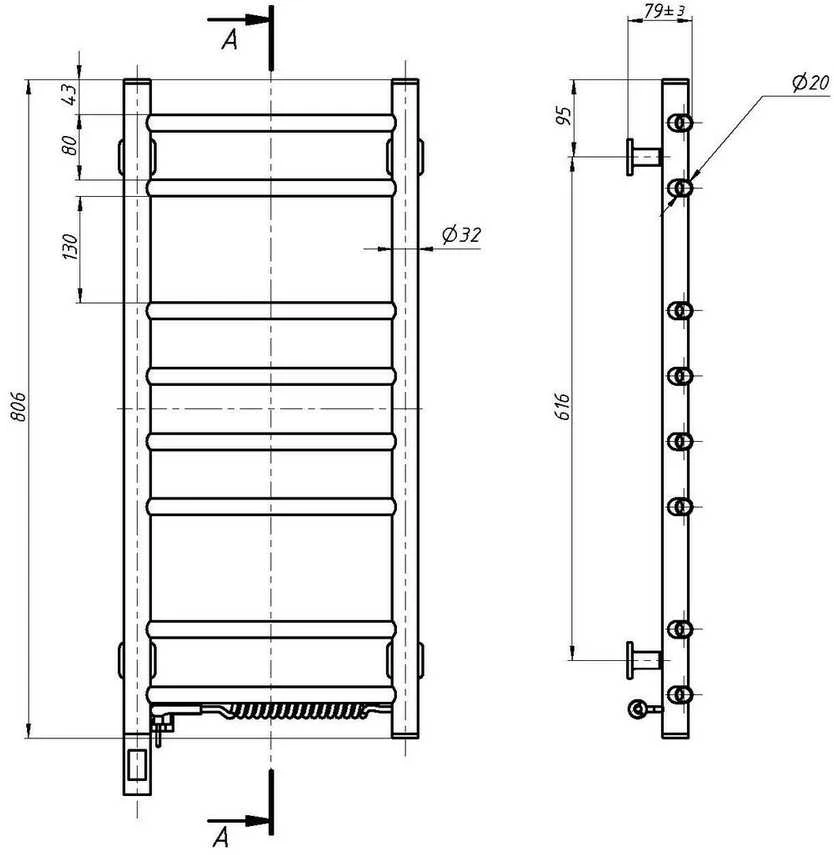 Electric towel dryer Navin Kamelia 360*800