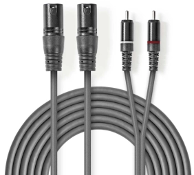 Kabelis Nedis 2x XLR M -
